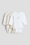 H&m Babies'  3-pack Wrapover Bodysuits In Multi