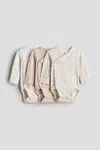 H&m 3-pack Wrapover Bodysuits In Multi