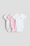 H&m 3-pack Wrapover Bodysuits In Multi