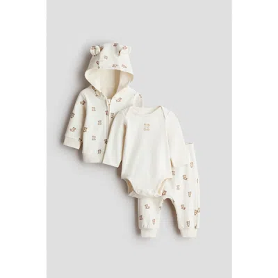 H&m Babies'  3-piece Cotton Set In White