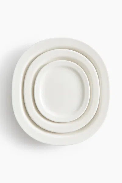 H&m 3-piece Porcelain Serving Plate Set In White