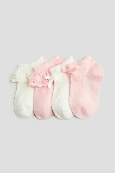 H&m Babies' 4-pack Ankle Socks In White