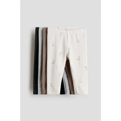 H&m Babies'  4-pack Cotton Jersey Leggings In White