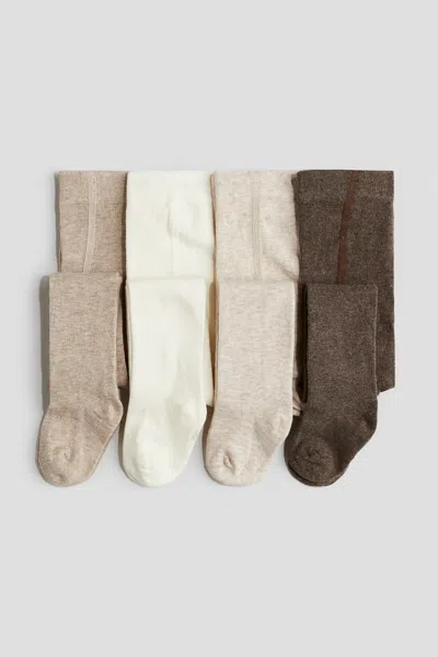 H&m Babies' 4-pack Fine-knit Tights In Brown