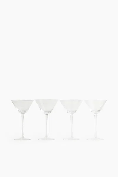 H&m 4-pack Fluted Cocktail Glasses In Transparent