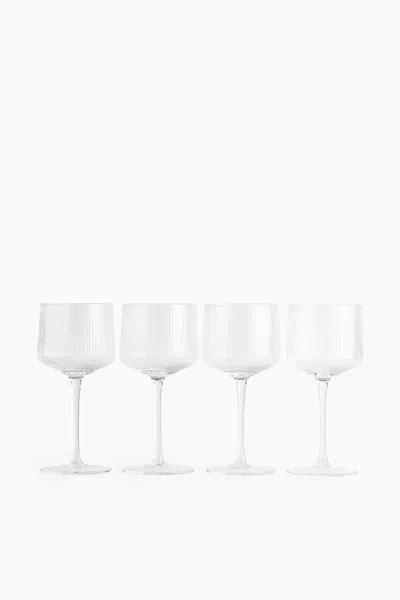 H&m 4-pack Fluted Wine Glasses In Gray