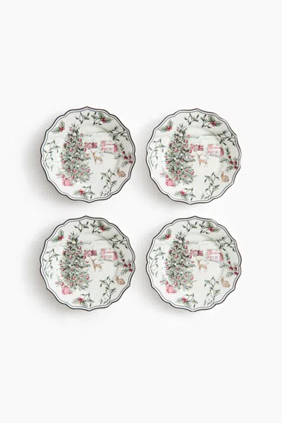 H&m 4-pack Porcelain Appetizer Plates In White