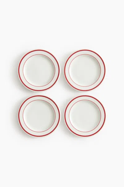 H&m 4-pack Porcelain Side Plates In White