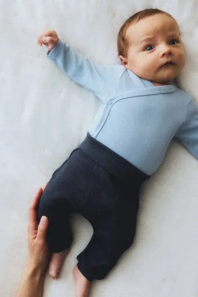 H&m Babies'  4-pack Ribbed Cotton Trousers In Blue
