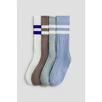 H&m Kids'  4-pack Ribbed Socks In Blue