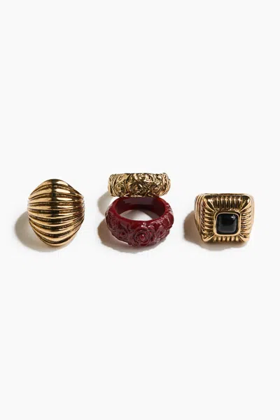 H&m 4-pack Rings In Gold