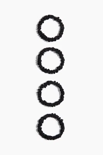 H&m 4-pack Silk Scrunchies In Black