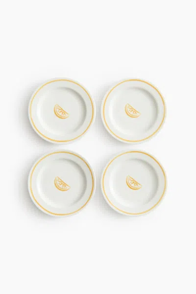 H&m 4-pack Small Porcelain Plates In White
