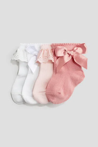 H&m Babies' 4-pack Socks In Pink