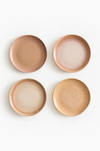 H&m 4-pack Stoneware Side Plates In Orange