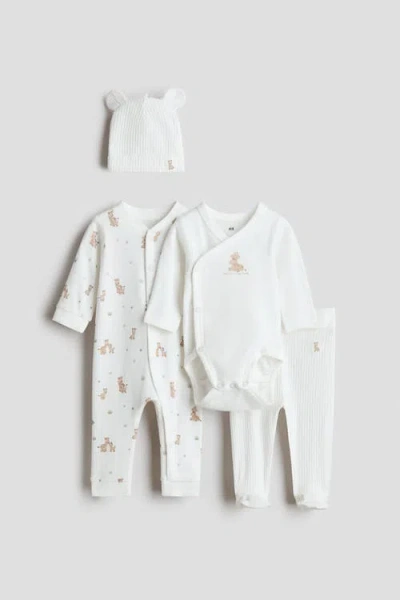H&m Babies'  4-piece Cotton Jersey Gift Set In White