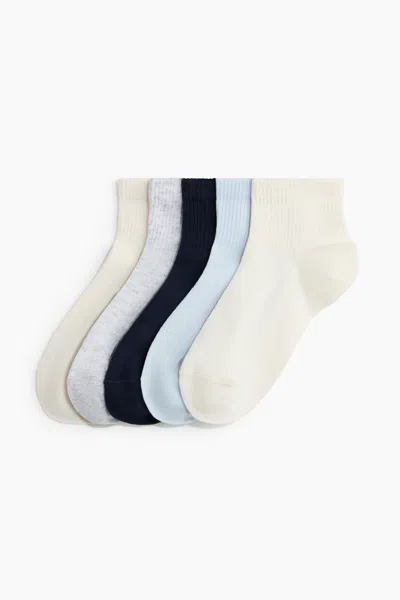 H&m 5-pack Ankle Socks In White