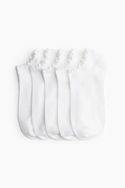 H&m 5-pack Ankle Socks In White