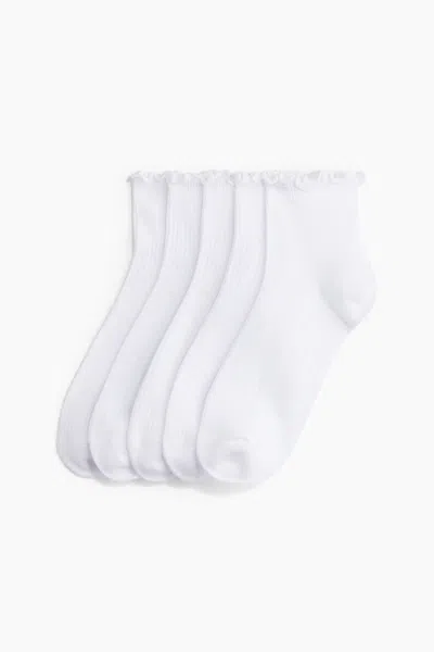 H&m 5-pack Ankle Socks In White