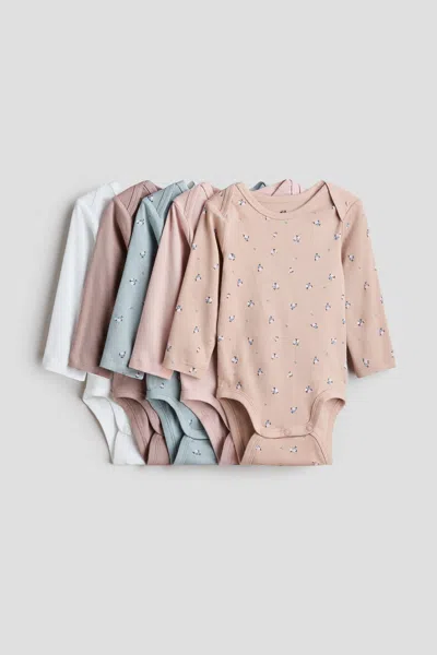 H&m Babies' 5-pack Bodysuits With Lap Shoulders In Multi