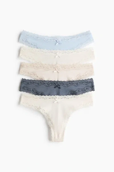H&m 5-pack Cotton And Lace Brazilian Briefs In Multi