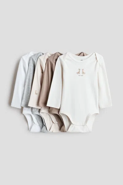 H&m Babies' 5-pack Cotton Bodysuits With Lap Shoulders In Multi
