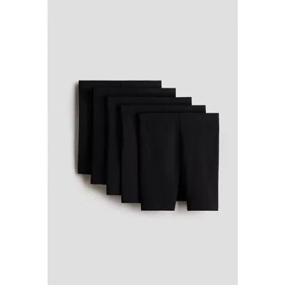 H&m Kids'  5-pack Cotton Cycling Shorts In Black