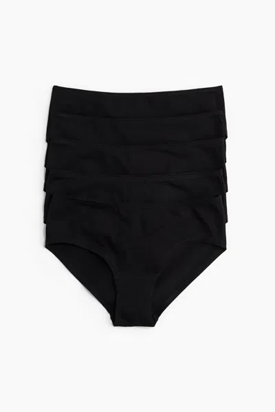 H&m 5-pack Cotton Hipster Briefs In Black