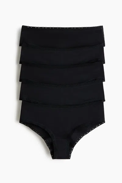 H&m 5-pack Cotton Hipster Briefs In Black