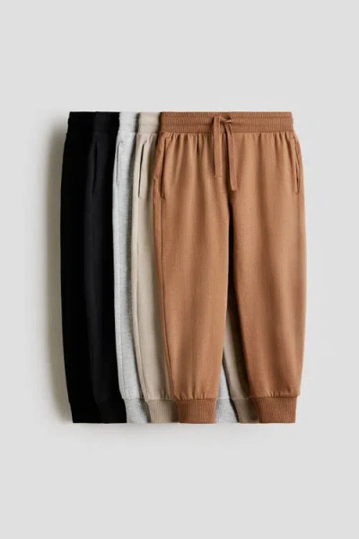 H&m Kids'  5-pack Cotton Jersey Joggers In Brown