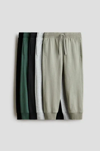 H&m Kids'  5-pack Cotton Jersey Joggers In Green