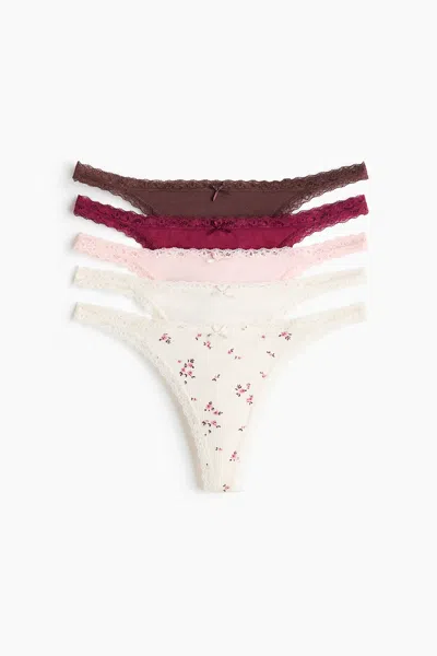 H&m 5-pack Cotton Tanga Thong Briefs In Multi