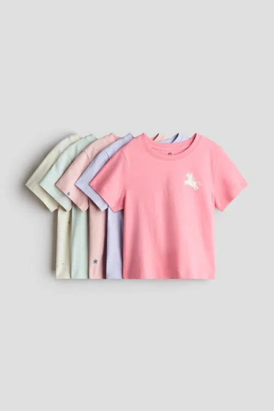 H&m Kids'  5-pack Cotton T-shirts In Multi