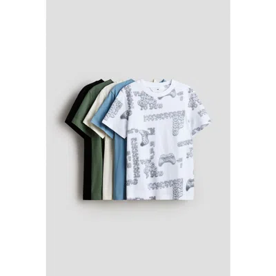 H&m Kids'  5-pack Cotton T-shirts In Animal Print