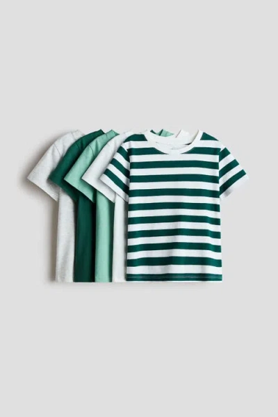 H&m Kids'  5-pack Cotton T-shirts In Green