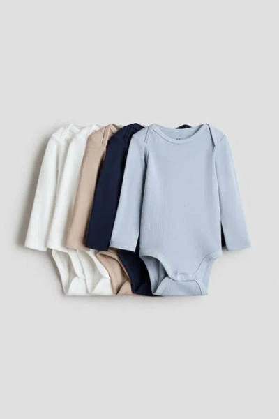 H&m Babies'  5-pack Long-sleeved Bodysuits In Multi