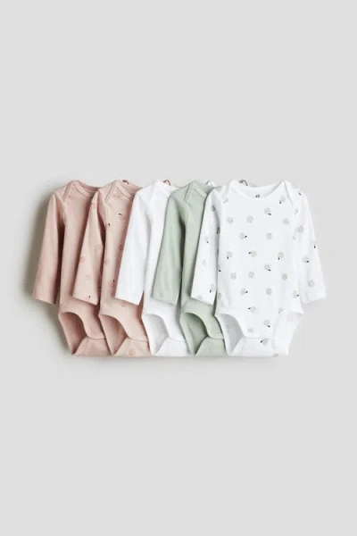 H&m Babies'  5-pack Long-sleeved Bodysuits In Multi