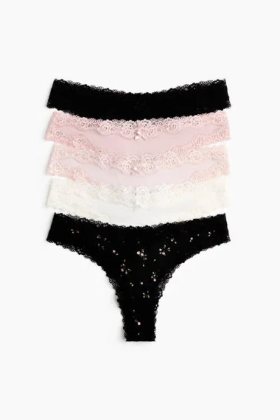 H&m 5-pack Microfibre And Lace Brazilian Briefs In Multi