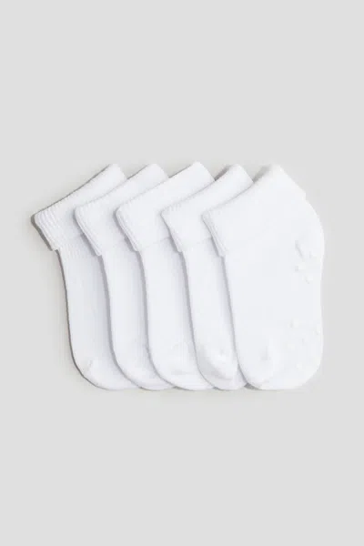 H&m Babies' 5-pack Non-slip Socks In White