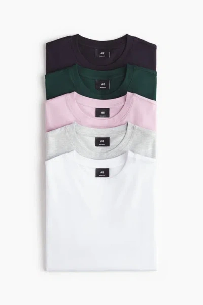 H&m 5-pack Regular Fit T-shirts In Blue