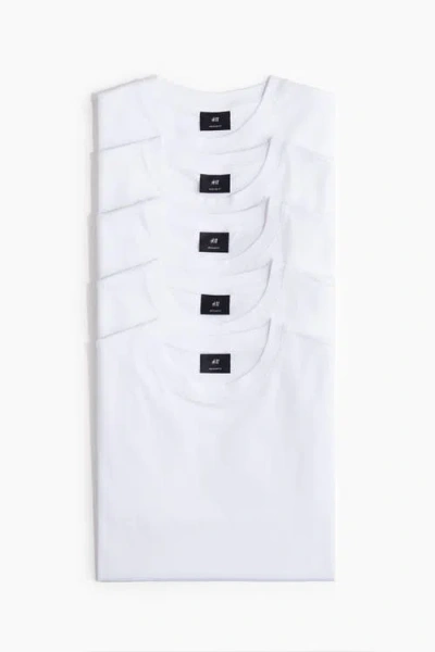 H&m 5-pack Regular Fit T-shirts In Gray