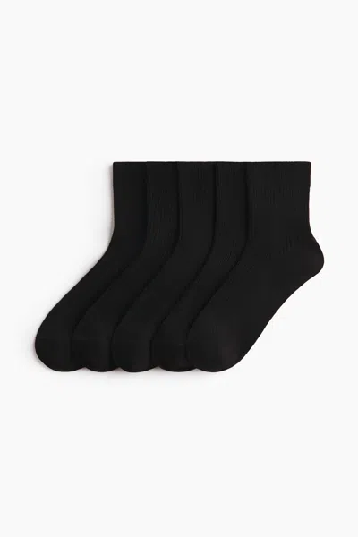H&m 5-pack Rib-knit Ankle Socks In Black