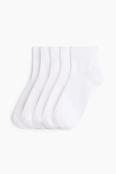 H&m 5-pack Rib-knit Ankle Socks In White