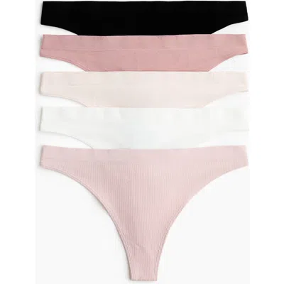 H&m 5-pack Seamless Thong Briefs In Multi
