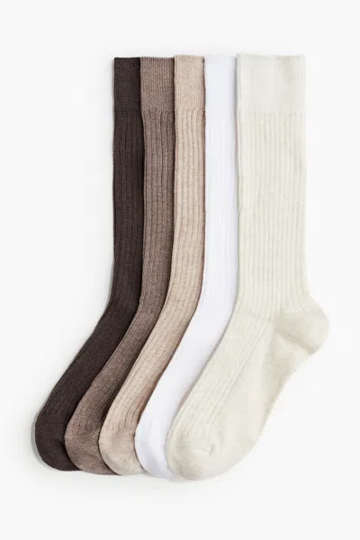 H&m 5-pack Socks In Brown