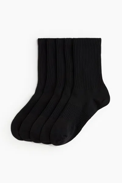 H&m 5-pack Sports Socks With Drymove In Black