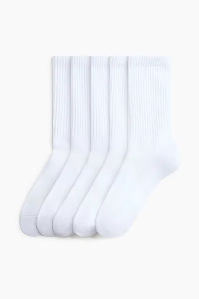H&m 5-pack Sports Socks With Drymove In White