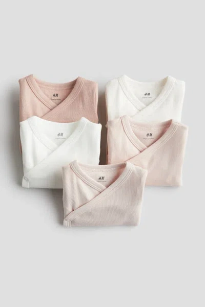 H&m Babies'  5-pack Wrapover Bodysuits In White