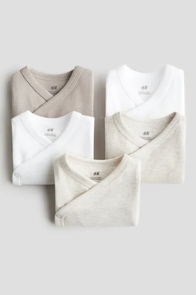 H&m Babies' 5-pack Wrapover Bodysuits In White