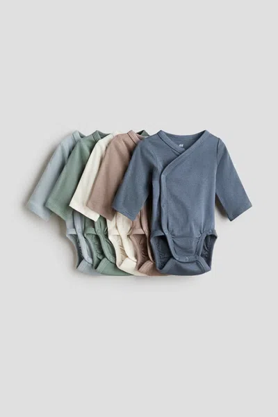 H&m Babies' 5-pack Wrapover Bodysuits In Multi